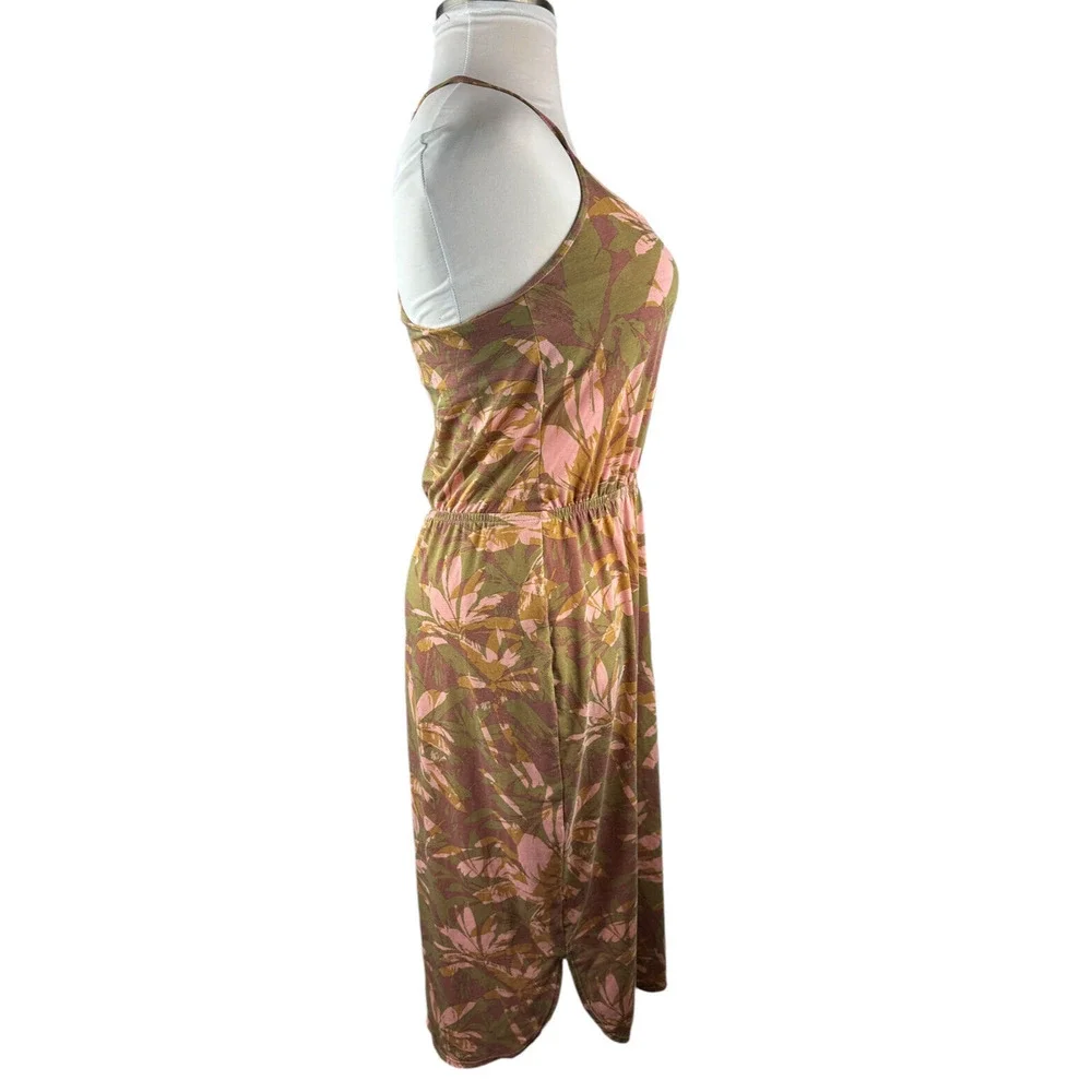 Prana Ayla Dress Racerback Tropical Green Brown Stretch Medium Resort Cruise - Picture 11 of 16